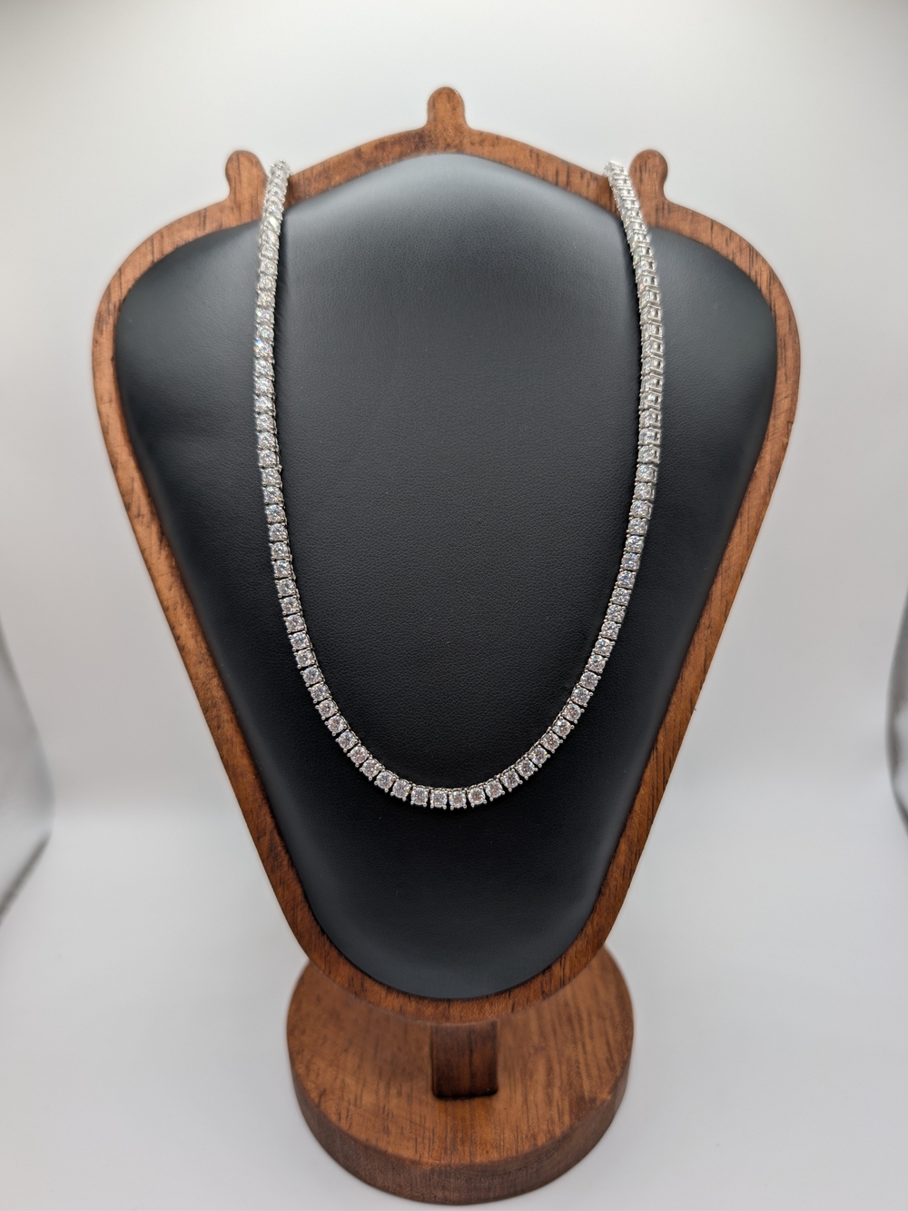 NWOT 925 Sterling Silver Moissanite Tennis Chain Necklace 3mm 18"